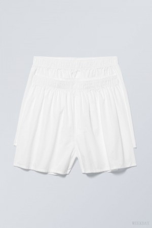 Weekday 2-pack Boxer Shorts Rövidnadrág Fehér | NLPW3864