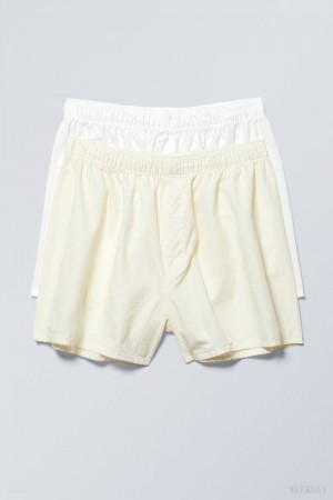 Weekday 2-pack Boxer Shorts Rövidnadrág Fehér Sárga | MLCR3460