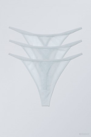 Weekday 3-pack Bonnie Tanga Mesh Tanga Tanga Világos Kék | FPFV4031