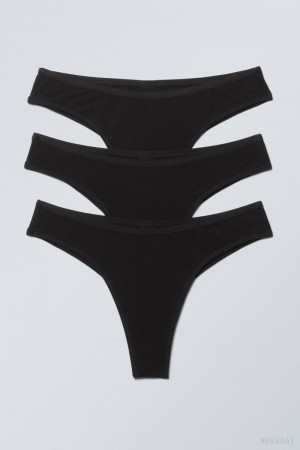 Weekday 3-pack Inez Brazilian Pamut Briefs Rövidnadrágok Fekete | TYHN0317