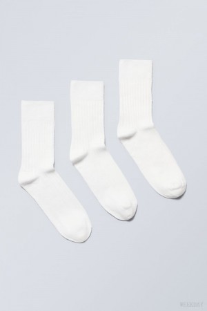 Weekday 3-pack Selma Socks Fehér | RNKF1741