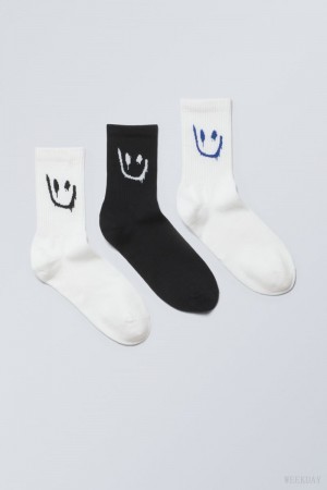 Weekday 3-pack Sport Grafika Socks Drippy Mix | USQX6368