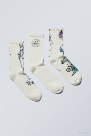 Weekday 3-pack Sport Grafika Socks Graphic Mix | ICKG9100