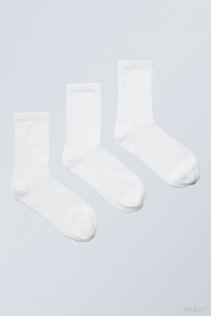 Weekday 3-pack Sport Socks Fehér | LLRI3370