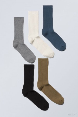 Weekday 5-pack Rib Socks Színes | RLTS9157