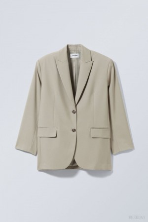 Weekday Aiden Oversized Blazer Khaki | JAIX8332