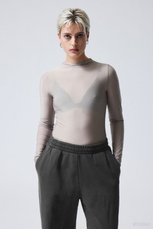 Weekday Allison Longsleeved Turtleneck Top Világos Szürke | PDQR0564