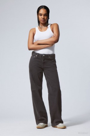 Weekday Ample Low Loose Jeans Fekete | DWZE3030