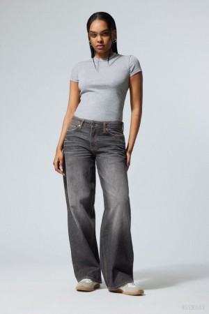 Weekday Ample Low Loose Jeans Szürke Fekete | DJLU6973