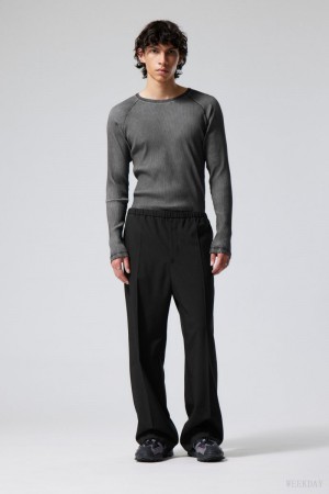 Weekday Axel Relaxed Suit Trousers Fekete | QRIW1212