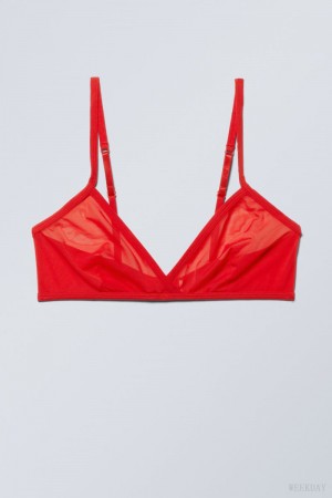 Weekday Bonnie Mesh Triangle Bralette Bralette Piros | EJQE5696