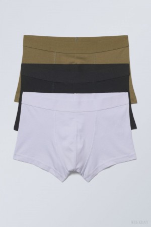 Weekday Boxer Trunks 3-pack Khaki Fekete Lila | TXGG8351