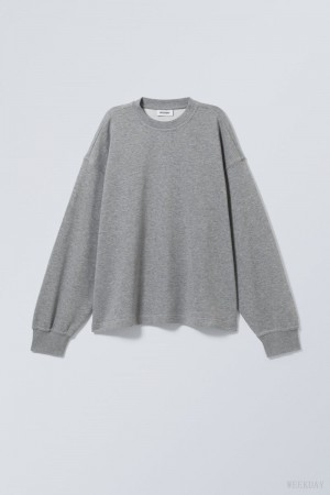 Weekday Boxy Crew Neck Sweatshirt Szürke | YRID2830