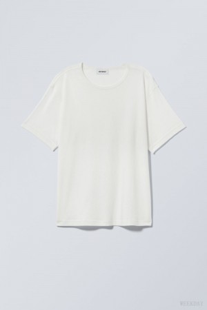 Weekday Boxy Relaxed T-shirt Fehér | RVBY8631