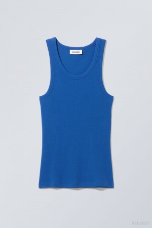 Weekday Close Fitted Tank Top Kék | NQPZ3276