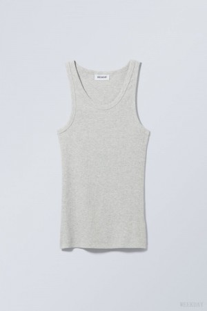 Weekday Close Fitted Tank Top Szürke | BELT1734