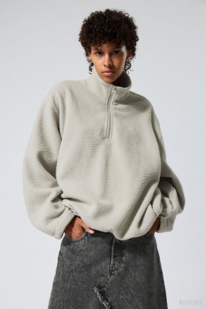 Weekday Cora Oversized Fleece Sweatshirt Világos | NHMI3781