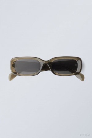 Weekday Cruise Squared Sunglasses Khaki | VBGD6908