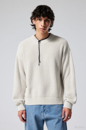 Weekday Daniel Regular Sweatshirt Ecru | HCJM5067