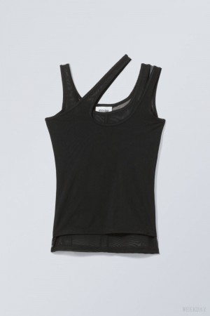 Weekday Double Layer Tank Fekete | UCUD7272