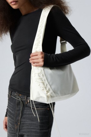 Weekday Drawstring Shoulder Bag Fehér | ZURG5707