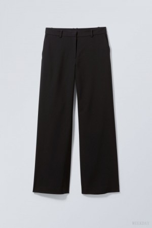 Weekday Emily Low Derekú Suiting Trousers Fekete | UHBP7675