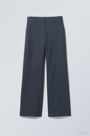 Weekday Emily Low Derekú Suiting Trousers Sötétkék | OLUA3632