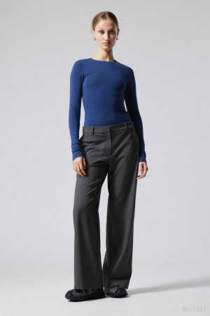 Weekday Emily Low Derekú Suiting Trousers Sötétszürke | TZJT2128