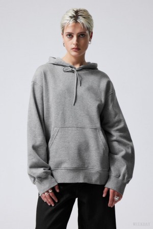 Weekday Essence Relaxed Hoodie Szürke | KGFW1813