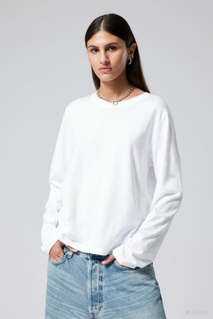 Weekday Essence Standard Long Sleeve Fehér | TZCK1691