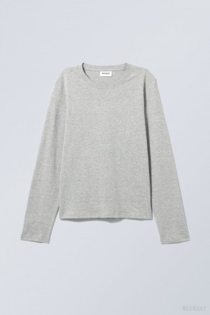 Weekday Essence Standard Long Sleeve Szürke | FROW0758