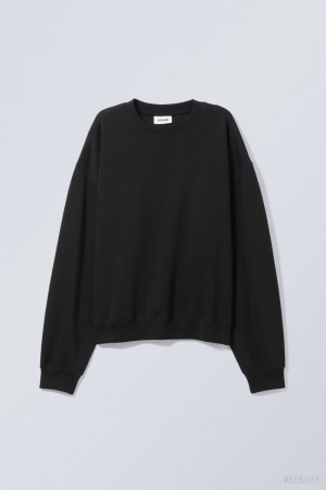 Weekday Essence Standard Sweatshirt Fekete | CJVW3064