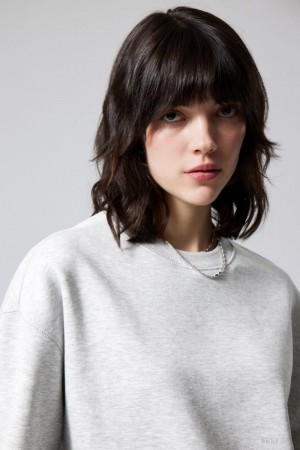 Weekday Essence Standard Sweatshirt Világos Szürke | SVDI0990