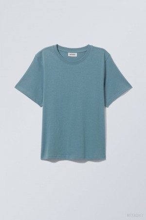 Weekday Essence Standard T-shirt Kék | NEZG5099