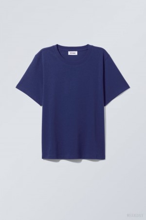 Weekday Essence Standard T-shirt Sötétkék | YGUR1465