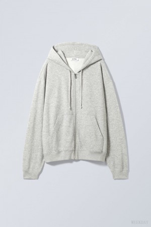 Weekday Essence Standard Zip Hoodie Szürke | OSKJ3085