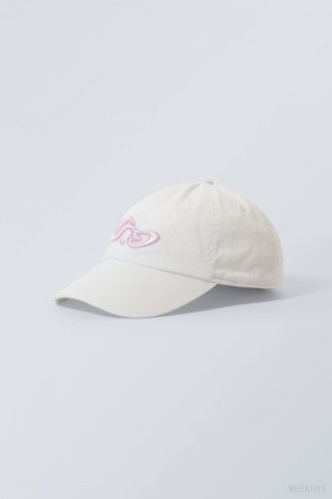 Weekday Essential Embroidery Cap Fehér | IHOD9598