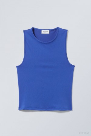 Weekday Fine Fitted Tank Top Kék | VFWG9136