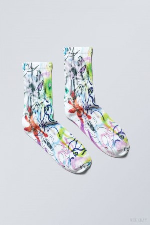 Weekday Grafika Sport Sock Messy Doodle 2 | QIOH7497