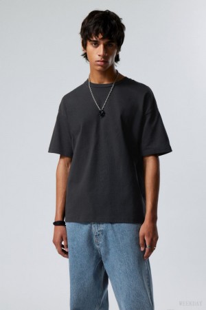 Weekday Great Boxy Heavyweight T-Shirt Fekete | FRPE2808