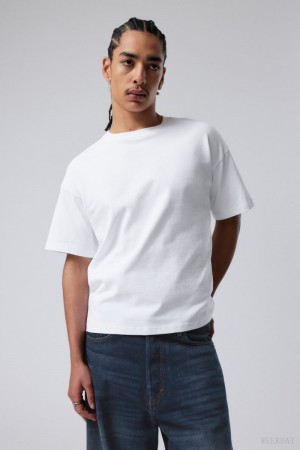 Weekday Great Boxy Heavyweight T-Shirt Fehér | MYWG2533