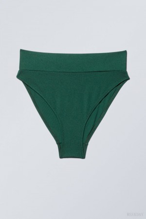 Weekday Heat High Derekú Bikini Bottoms Zöld | ESMO0867