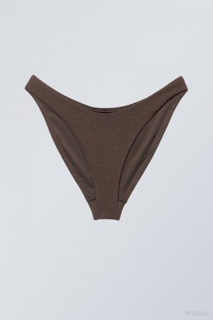 Weekday Highcut Bikini Bottoms Sötétbarna | OCKL1595