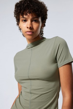 Weekday Jen Mockneck Top Khaki Zöld | GPLS2045