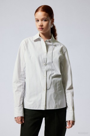 Weekday June Fitted Shirt Szürke | WRMO7888