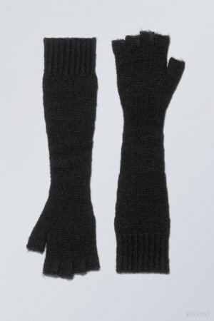 Weekday Long Kötött Gloves Fekete | SASS3310