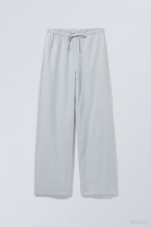 Weekday Mia Linen Mix Trousers Kék | NTND5033