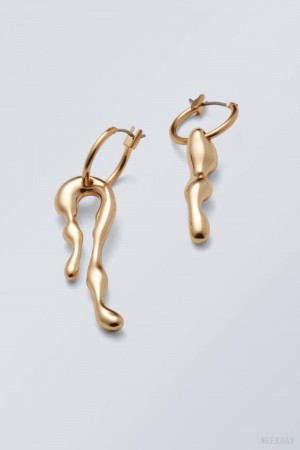 Weekday Millie Hoop Earrings Golden | ZZIG8262