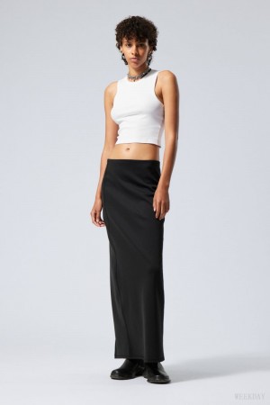 Weekday Minimal Long Skirt Fekete | ZBAA2373