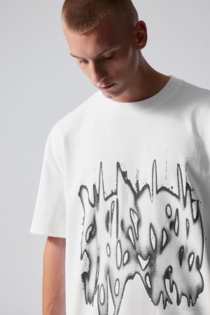 Weekday Oversized Grafika Printed T-shirt Szürke | JBAX4327